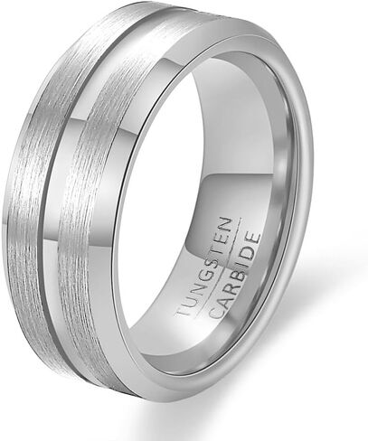 التنغستن خاتم الزواج للرجال 6mm 8mm الكلاسيكية الأخدود التنغستن خاتم الزواج للرجال ماتي النهاية الراحة صالح حجم 7-12 in Kuwait
