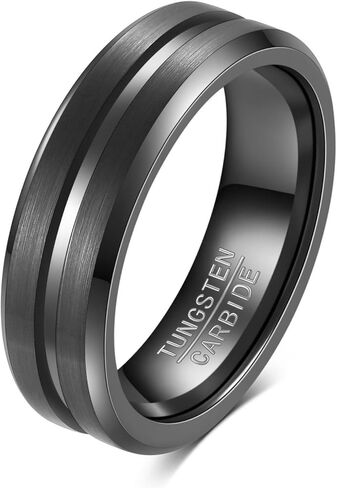 التنغستن خاتم الزواج للرجال 6mm 8mm الكلاسيكية الأخدود التنغستن خاتم الزواج للرجال ماتي النهاية الراحة صالح حجم 7-12 in Saudi Arabia
