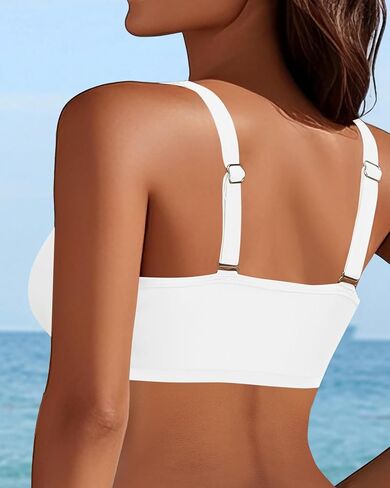 النساء يدفعن أعلى بيكيني فقط - 2025 V بدلة السباحة السلكية أعلى صدريات مبطنة in Kuwait