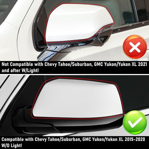 Moonlinks Compatible with Chevy Tahoe/Suburban GMC Yukon/Yukon XL 2015-2020 Mirror Cover, Glossy Black Left&Right Side Clip-on Mirror Cap Without Turn Signal for Cadillac Escalade 2015-2019 in Saudi Arabia