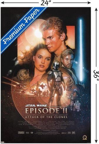 Trends International 24X36 Star Wars: Attack Of The Clones - ملصق حائط من ورقة واحدة، 24 بوصة × 36 بوصة، إصدار ممتاز غير مؤطر in Saudi Arabia