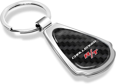 iPick Image for Dodge Challenger R/T Real Black Carbon Fiber Metal Teardrop Key Chain in Saudi Arabia
