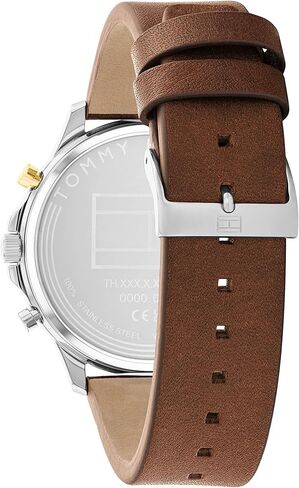 Tommy Hilfiger 1710496 Men's Stainless Steel Case and Calfskin Strap Watch Color: Brown in Saudi Arabia