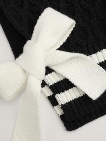 CIDER V-Neck Contrast Binding Bowknot Knitted Vest Curve & Plus in Saudi Arabia