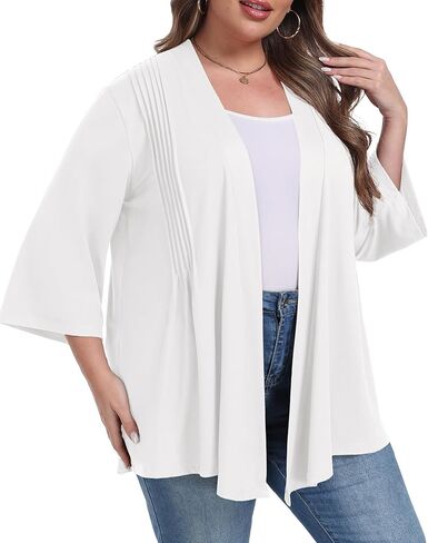 سترة OLRIK النسائية ذات الحجم الكبير 3/4 الأكمام خفيفة الوزن 2025 مفتوحة من الأمام in Kuwait