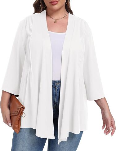 سترة OLRIK النسائية ذات الحجم الكبير 3/4 الأكمام خفيفة الوزن 2025 مفتوحة من الأمام in Kuwait