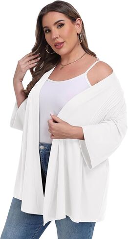 سترة OLRIK النسائية ذات الحجم الكبير 3/4 الأكمام خفيفة الوزن 2025 مفتوحة من الأمام in Kuwait