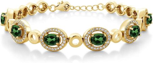 Gem Stone King 18K Yellow Gold Plated Silver Yellow Citrine Tennis Bracelet For Women (6.27 Cttw, Oval Checkerboard 7X5MM, 7 Inch with 1 Inch Extender) in Saudi Arabia