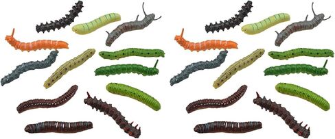 24Pcs Simulation Caterpillar Plastic Fake Worm Crawling Halloween Prank Toy Educational Learning Toys for Kids (Random Style) in Saudi Arabia