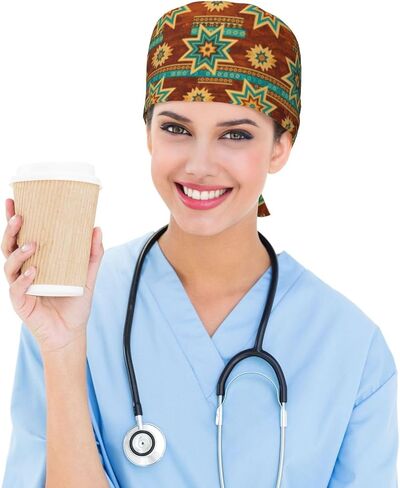 Women Men Working Cleaning Caps Nurses Adjustable Working Cap Tie Back Hats in Saudi Arabia