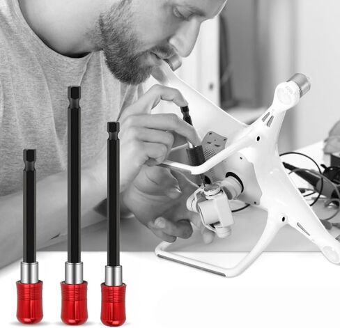 3pcs Red Quick Release Magnetic Drill Bit Holder Set, Drill Bit Clamp for 0.07-0.15-0.24 inch and 2.36-3.94 inch Length Drill Bits in Saudi Arabia
