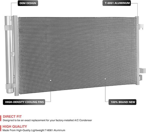 DNA MOTORING Aluminum Air Conditioning A/C Condenser Compatible with Ford Mustang Mach-E 2021-2024, FO3030279, OEM-CDS-30209 in Saudi Arabia