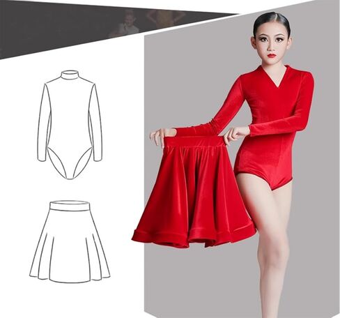 Girls Latin Dress Dance Long Sleeve Velvet Show Dance Costume Ballroom Party Competition Dancewear in Saudi Arabia