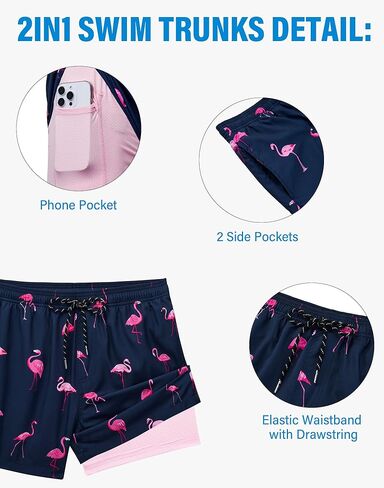 جذوع السباحة رجال 5 بوصة ضغوط ضغوط ضغوط قصيرة الرجال بدلة السباحة مبطنة سراويل السباحة in Kuwait