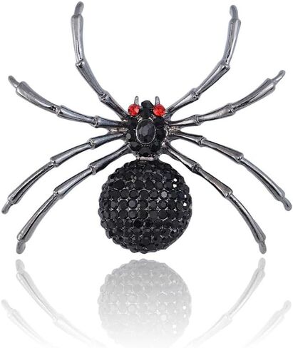 Punk Black Rhinestones Spider Brooch Pin for Women Men Girls Fashion Gothic Crystal Animal Brooches Lapel Pins for Dresses Suit Clothes Accessories Unique Jewelry for Halloween in Saudi Arabia