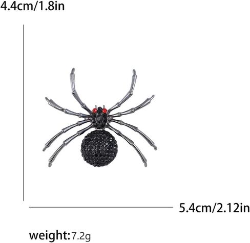 Punk Black Rhinestones Spider Brooch Pin for Women Men Girls Fashion Gothic Crystal Animal Brooches Lapel Pins for Dresses Suit Clothes Accessories Unique Jewelry for Halloween in Saudi Arabia