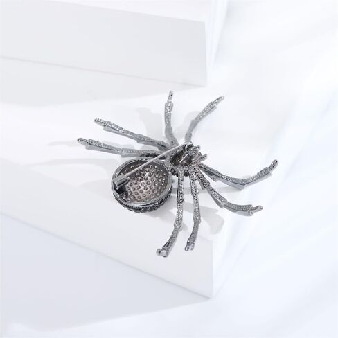 Punk Black Rhinestones Spider Brooch Pin for Women Men Girls Fashion Gothic Crystal Animal Brooches Lapel Pins for Dresses Suit Clothes Accessories Unique Jewelry for Halloween in Saudi Arabia