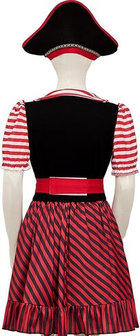 Pirate Costume Kids Deluxe Girls Pirate Dress Hat Belt Halloween Cosplay Outfits in Saudi Arabia