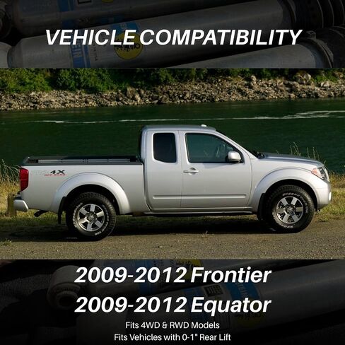 Set of 5100 Series Front Ride Height Adjustable & Rear Monotube Shocks fits 2019 2012 Frontier Equator 4WD RWD with 0-1" Rear Lift | Provides 0-2" Front Lift | Includes TrendsAuto Decal in Saudi Arabia