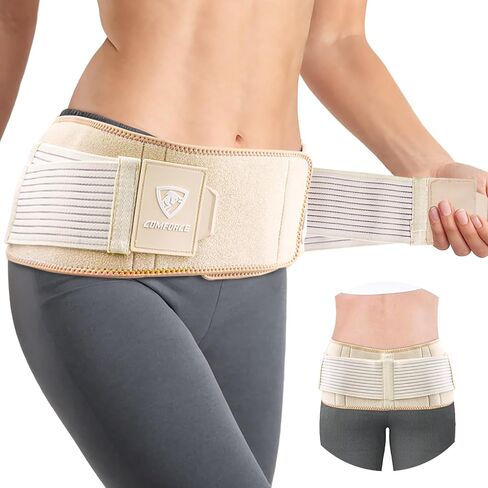Sacroiliac Hip Belt, Dual Adjustable Compression with Ice Pack, Relief for Lower Back, Sciatica, Pelvis Stabilization, Postpartum Recovery & Lumbar Support - L(fits waist circumference: 38-46 inches) in Kuwait
