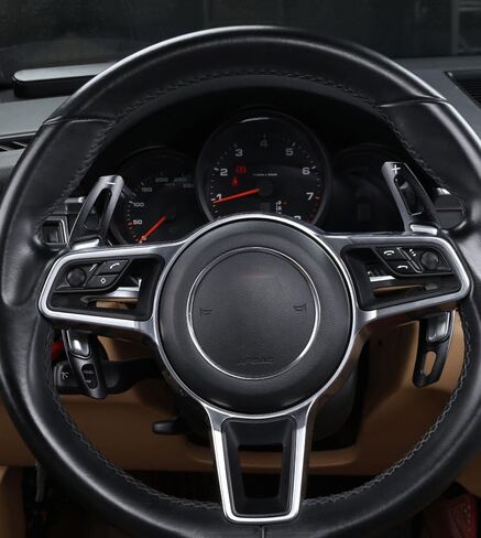 SANRILY Silver Aluminum Steering Wheel Paddle Shifter Extension Fit for Porsche Panamera Macan Cayenne 911 718 918 Spyder Boxster,2018 Panamera(New energy) Paddle Shifter Extension Accessories in Saudi Arabia