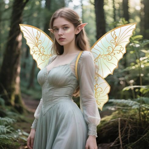 Fairy Wings for Adults Women Floral Garland Star Wands Hair Tinsel Elf Ears Fairy Costume Halloween Cosplay 13PCS in Kuwait