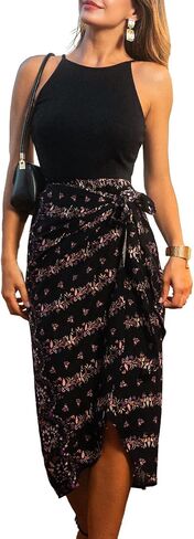 CUPSHE Women's Party Dresses Casual Halter Sleeveless Wrap Floral Belted Long Cocktail Summer Dress in Saudi Arabia