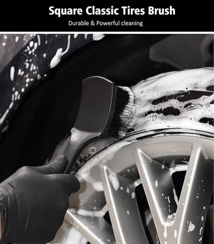 7PCS Car Wheel Cleaning Brush Kit, 2 Sizes Long Handle Bendable Wheel Cleaner Brush, Scratch-Free Detailing Brush, Tire Brush and Chain Brush, Soft Mitt and Towel for Motorcycle and Bicycles in Kuwait