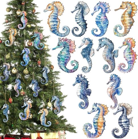 Thyle 24 Pcs Christmas Turtle Ornaments Bulk Christmas Wood Ocean Beach Tree Decorations Coastal Turtle Hanging Ornaments Sea Animals Decor with Rope for DIY Craft Birthday Wedding Party in Saudi Arabia