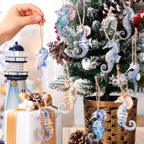 Thyle 24 Pcs Christmas Turtle Ornaments Bulk Christmas Wood Ocean Beach Tree Decorations Coastal Turtle Hanging Ornaments Sea Animals Decor with Rope for DIY Craft Birthday Wedding Party in Saudi Arabia