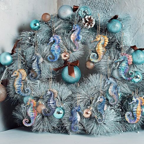 Thyle 24 Pcs Christmas Turtle Ornaments Bulk Christmas Wood Ocean Beach Tree Decorations Coastal Turtle Hanging Ornaments Sea Animals Decor with Rope for DIY Craft Birthday Wedding Party in Saudi Arabia