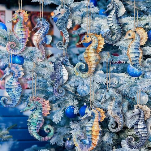 Thyle 24 Pcs Christmas Turtle Ornaments Bulk Christmas Wood Ocean Beach Tree Decorations Coastal Turtle Hanging Ornaments Sea Animals Decor with Rope for DIY Craft Birthday Wedding Party in Saudi Arabia
