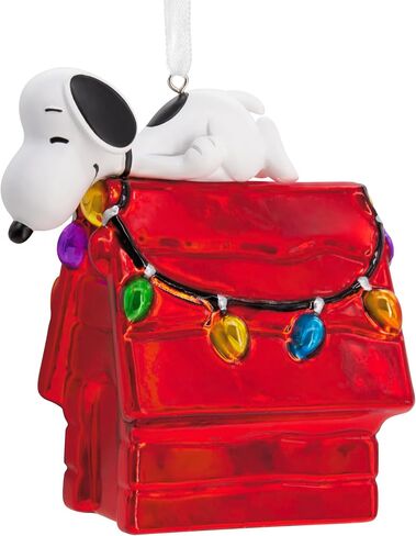 Hallmark Peanuts Snoopy on Holiday Doghouse Christmas Ornament, Blown Glass in Saudi Arabia