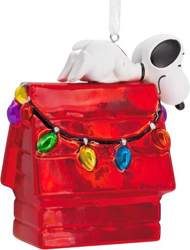 Hallmark Peanuts Snoopy on Holiday Doghouse Christmas Ornament, Blown Glass in Saudi Arabia
