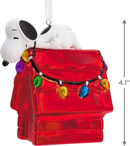 Hallmark Peanuts Snoopy on Holiday Doghouse Christmas Ornament, Blown Glass in Saudi Arabia