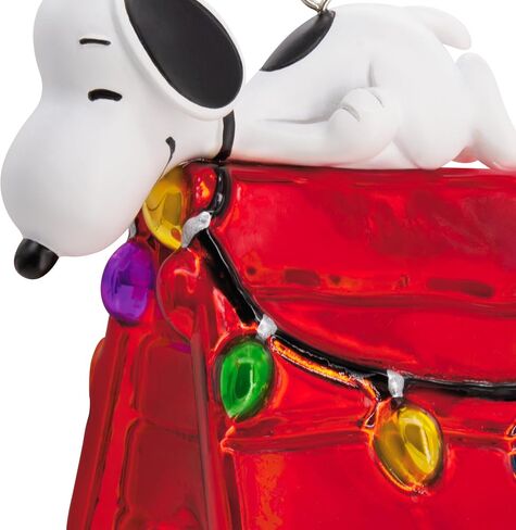 Hallmark Peanuts Snoopy on Holiday Doghouse Christmas Ornament, Blown Glass in Saudi Arabia