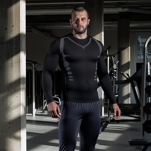 3 Pack Men's Compression Shirts Long Sleeve Workout Baselayer Quick Dry Athletic T Shirts Sport Running Tops in Saudi Arabia