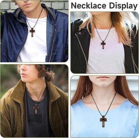 Wooden Cross Necklace, Cross Pendant for Stress Relief, Touch to Read Bible Verses via Phone, Adjustable Walnut Necklace for Baptism, Confirmation, Easter, Christmas in Saudi Arabia