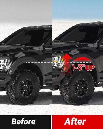 EVIL ENERGY 1-3" Torsion Bar Keys with Shock Extenders Brackets Compatible with 2011-2019 Chevy Silverado GMC Sierra 2500HD/3500HD 4WD, 1-3 inch Adjustable Suspension Front Leveling Lift Kit Black in Saudi Arabia