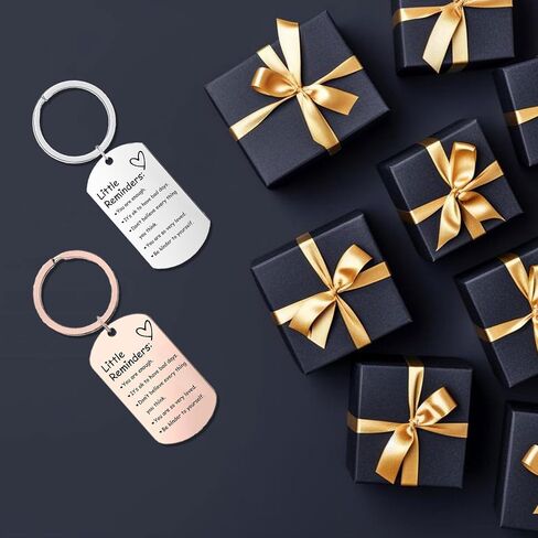 2 Pcs Little Reminders keychains for women Men Gifts Uplifting Mental Health confirmation You Are Enough Keyring Silver & Rose Gold in Saudi Arabia