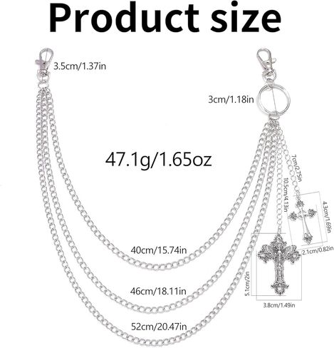 سلسلة سراويل ذات طبقات بانك للنساء والرجال - سلسلة محفظة فضية قوطية إكسسوارات الهيب هوب القوطي لأزياء الهالوين in Kuwait