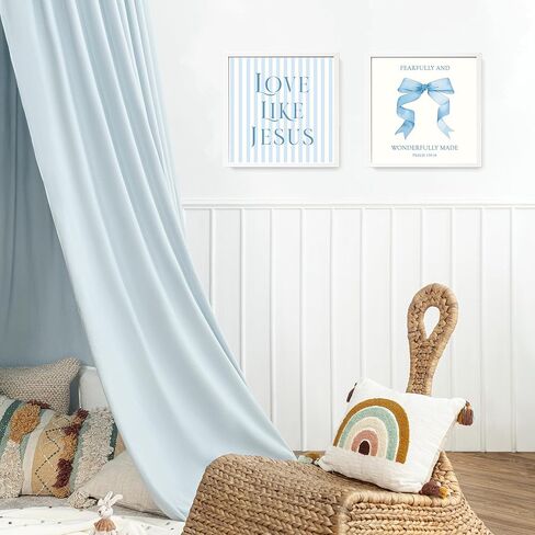 LARTSFRO Coquette Blue Bow Jesus Wall Art Decor Posters, Light Blue Bow Room Bedroom Bathroom Wall Art Decor Aesthetic for Teen Girls Gifts, Inspirational Bible Verses Bow Wall Decor, 10x8 Inch Set of 4 Unframed Bow Pictures in Kuwait