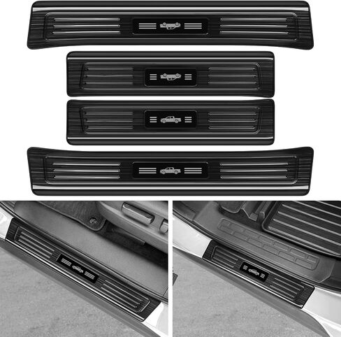 YOJOJOCO 4PCS Door Sill Protector for Honda Pilot 2025 2024 2023 Accessories Black Brushed Stainless Steel Front and Rear Door Car Pedal Kick Guards Protection in Saudi Arabia