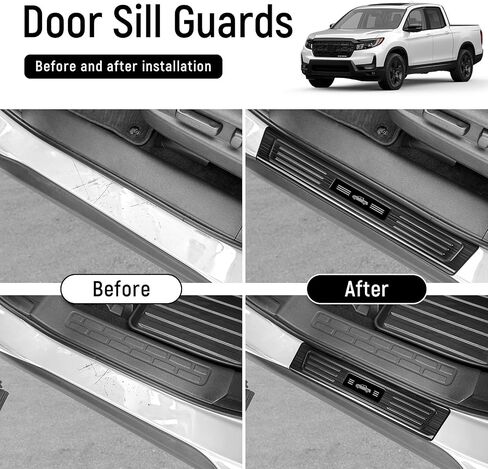YOJOJOCO 4PCS Door Sill Protector for Honda Pilot 2025 2024 2023 Accessories Black Brushed Stainless Steel Front and Rear Door Car Pedal Kick Guards Protection in Saudi Arabia