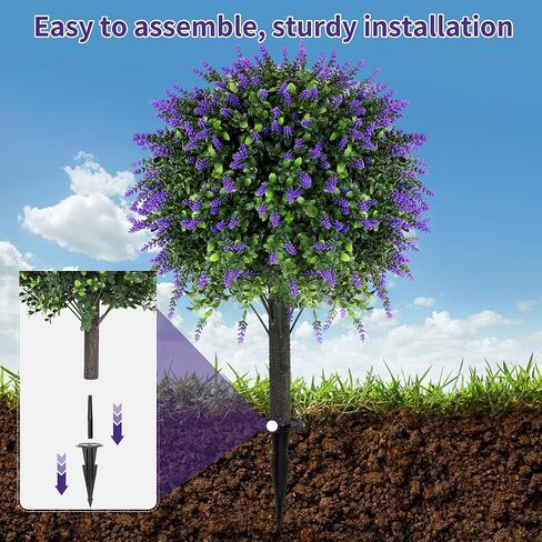 27.2" Artificial Boxwood Topiary Set of 2 with Spike, Fake Plants Boxwood Balls Greenery Bushes, Uv Resistant Artificial Outdoor Plants Shrubs for Front Porch Decor, Home Faux Plants Indoor in Kuwait