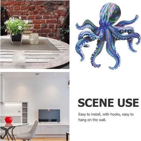Metal Octopus Wall Art Decor, Iron Simulated Octopus, Large Wall Hanging Sculpture, Ocean Wall Hanging for Dinning Room Office, Blue in Saudi Arabia
