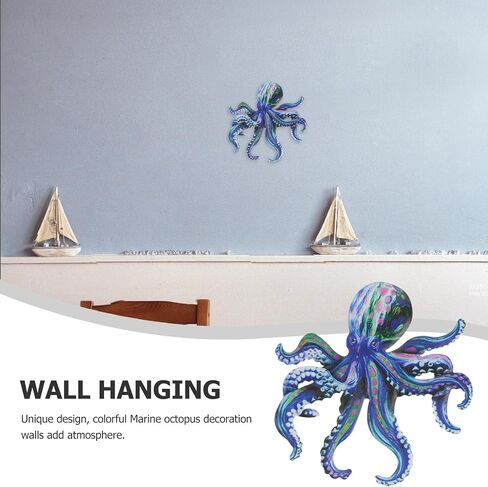 Metal Octopus Wall Art Decor, Iron Simulated Octopus, Large Wall Hanging Sculpture, Ocean Wall Hanging for Dinning Room Office, Blue in Saudi Arabia