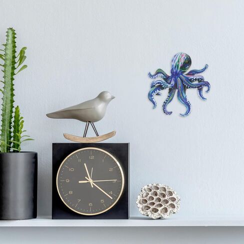 Metal Octopus Wall Art Decor, Iron Simulated Octopus, Large Wall Hanging Sculpture, Ocean Wall Hanging for Dinning Room Office, Blue in Saudi Arabia