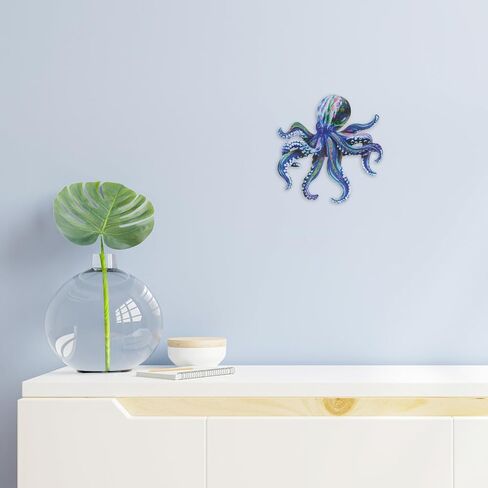 Metal Octopus Wall Art Decor, Iron Simulated Octopus, Large Wall Hanging Sculpture, Ocean Wall Hanging for Dinning Room Office, Blue in Saudi Arabia
