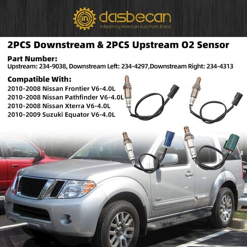 Dasbecan 4Pcs Upstream and Downstream Oxygen O2 Sensor Compatible with Nissan Frontier Pathfinder Xterra 2008-2010 Suzuki Equator 2009-2010 4.0L V6 Replaces 234-9038 234-4297 234-4313 in Saudi Arabia